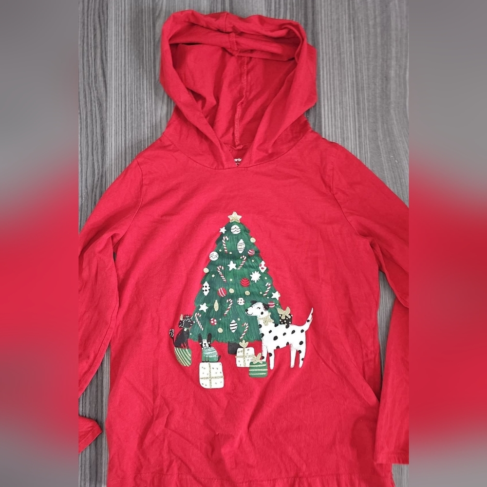 Girls Carters Kid 14 Christmas Holiday Hooded Long Sleeve Shirt